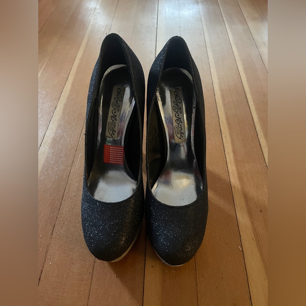 Elegant Black Glitter Heels